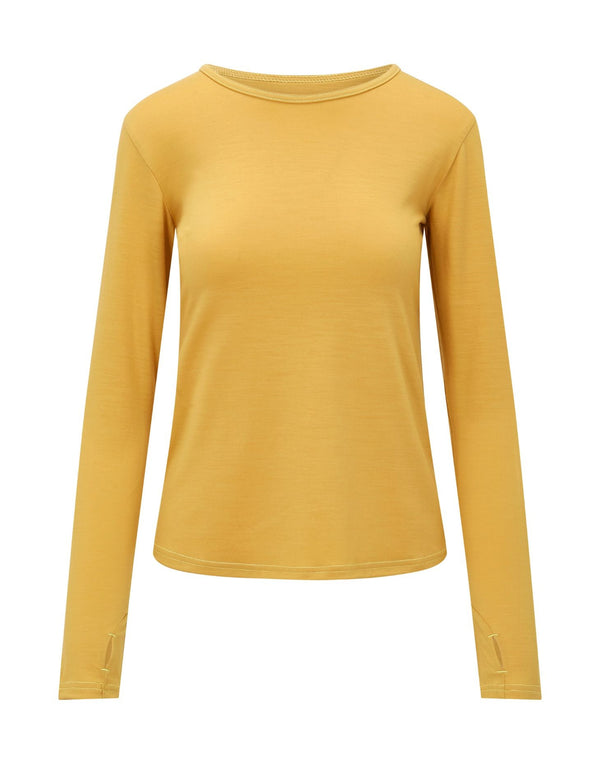 Womens Merino Long Sleeve, Mustard - SmallsAdult Long Sleeve