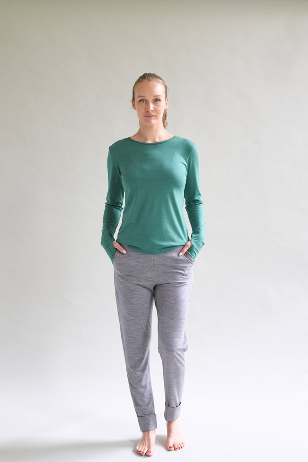 Womens Merino Long Sleeve, Sage Green - SmallsAdult Long Sleeve